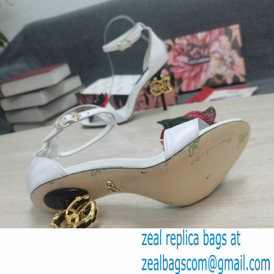 Dolce  &  Gabbana DG Logo Heel 10.5cm Black Red Roses Sandals White 2022